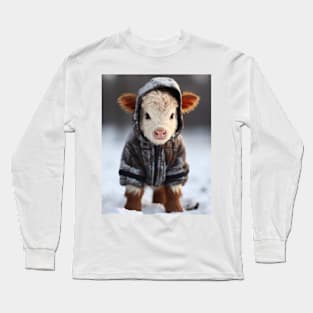 Baby cow winter Christmas Long Sleeve T-Shirt